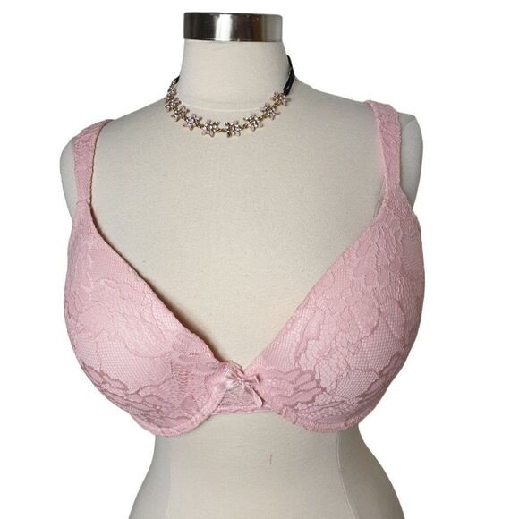 Women's Bra 40DD Pink Lace Full Coverage Padded Straps Underwire 40E Bra NWOT - Picture 6 of 7